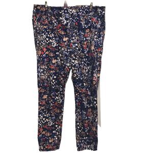 Chicos Size 18 R Womens Jeggins Pants Floral Pull On Elastic Waist High Rise